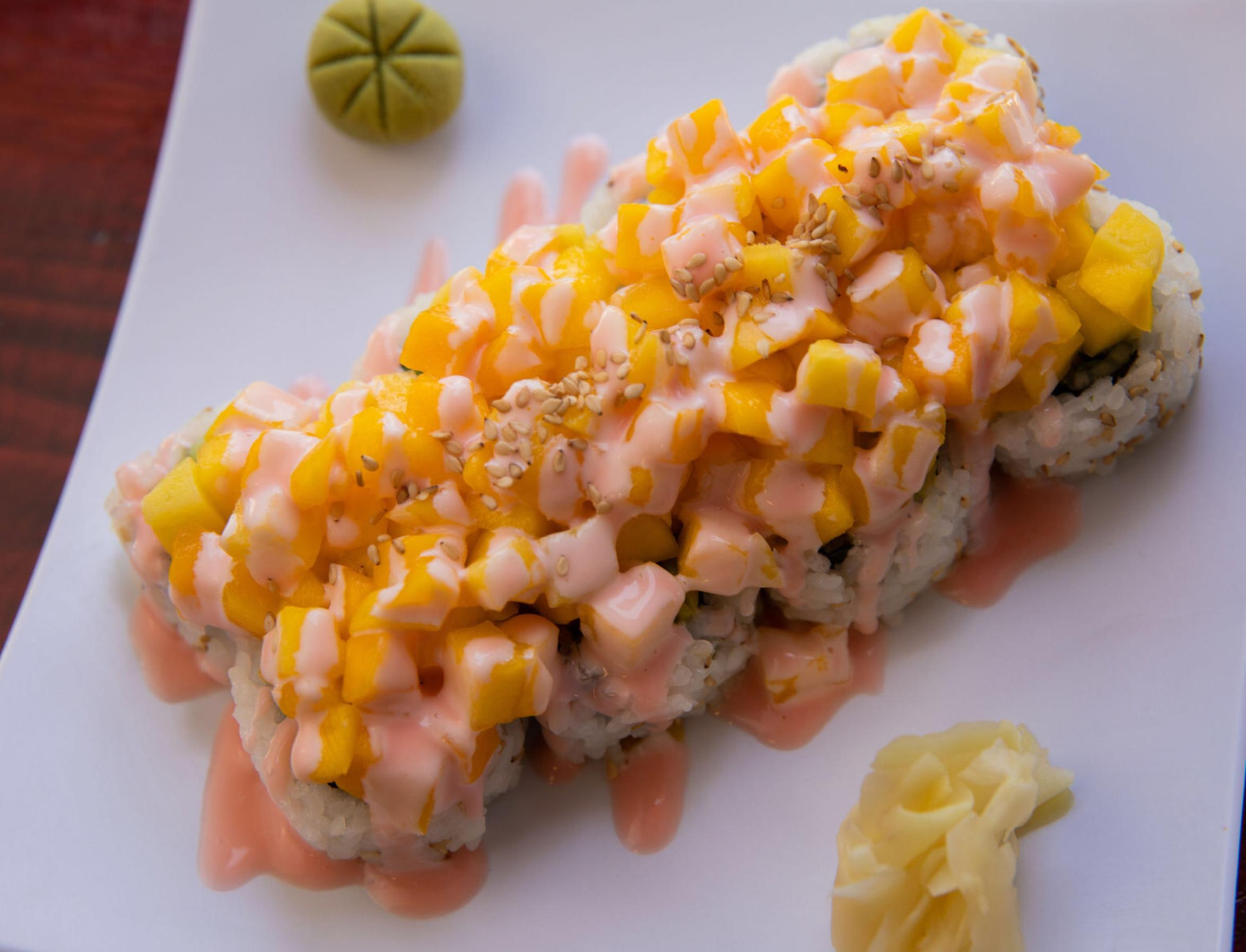 Order Tropical Roll food online from Meshuga 4 Sushi - W. Pico Blvd. store, Los Angeles on bringmethat.com