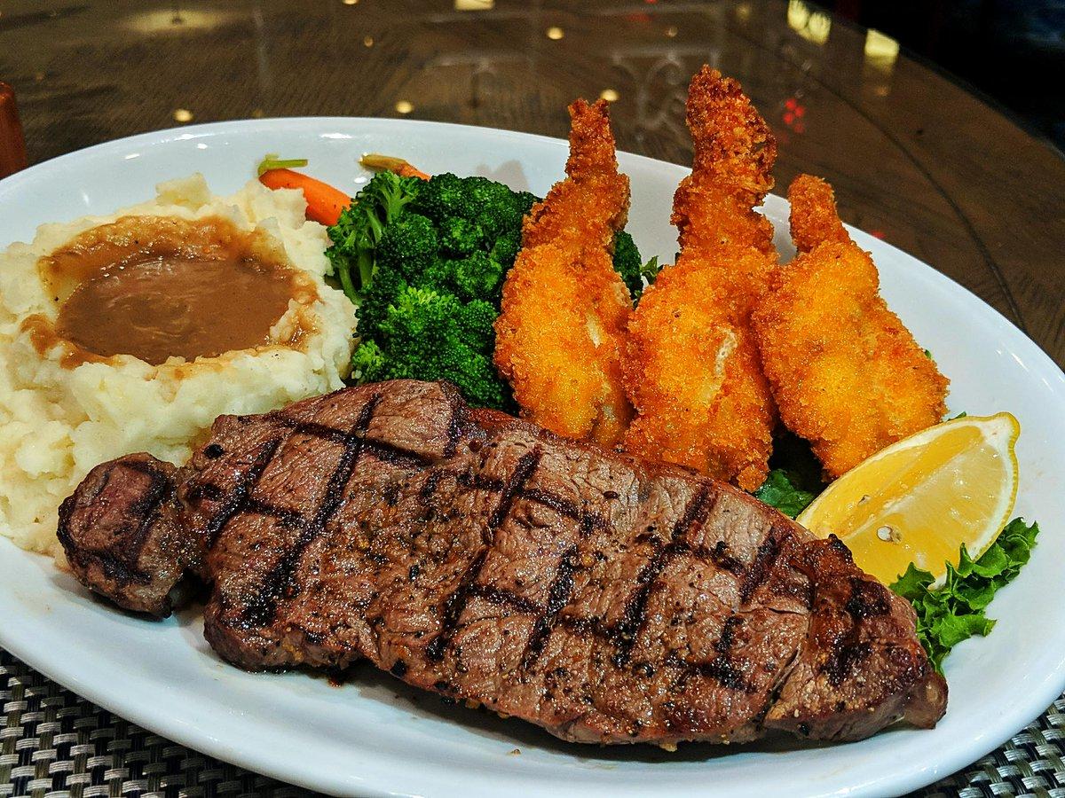 Order 12oz NY Steak & 4 Prawns food online from Britannia Arms store, San Jose on bringmethat.com