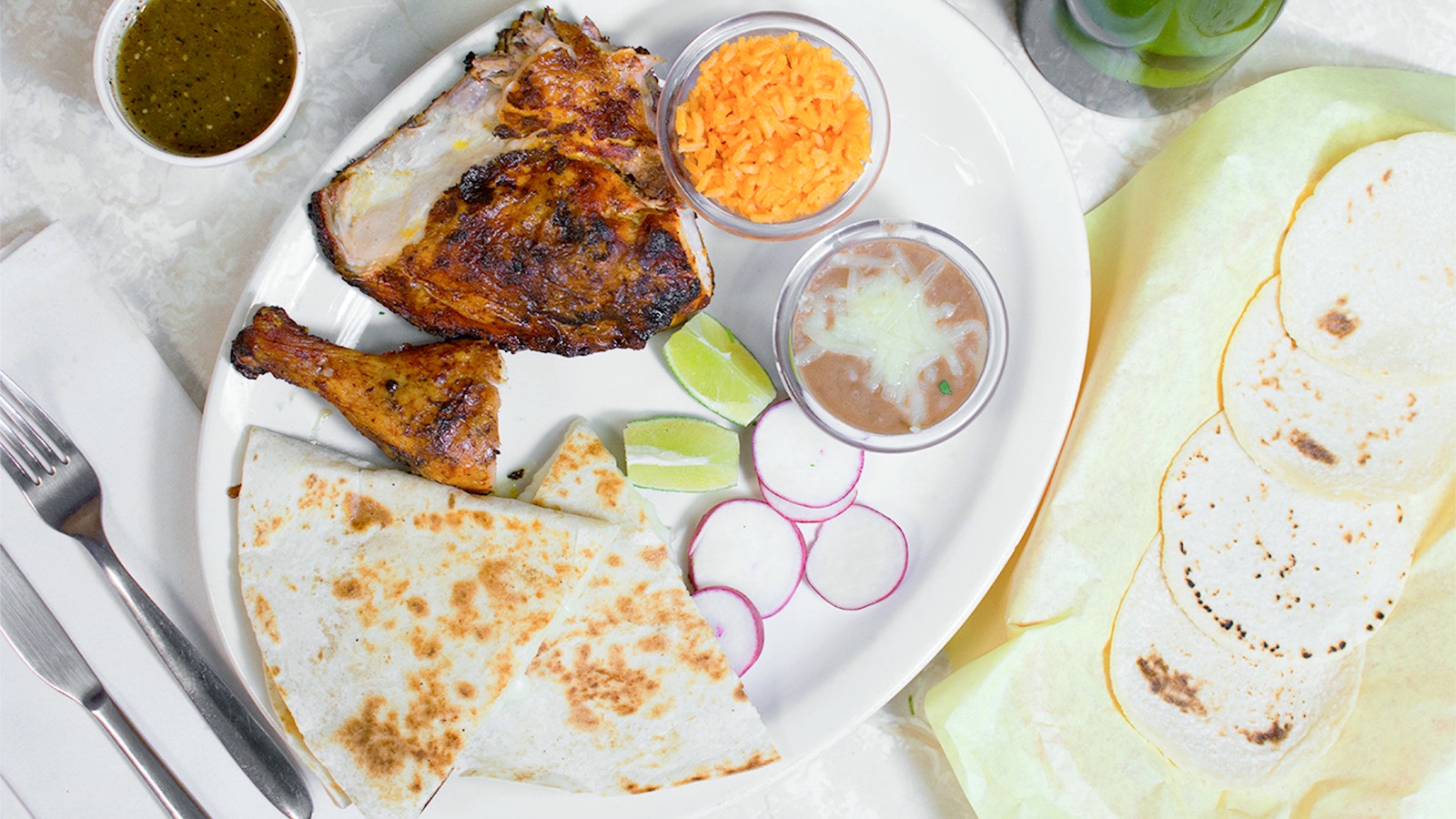 Order 2 Pc Chicken and Quesadilla  food online from Charcoal Grill Chicken store, Santa Clarita on bringmethat.com