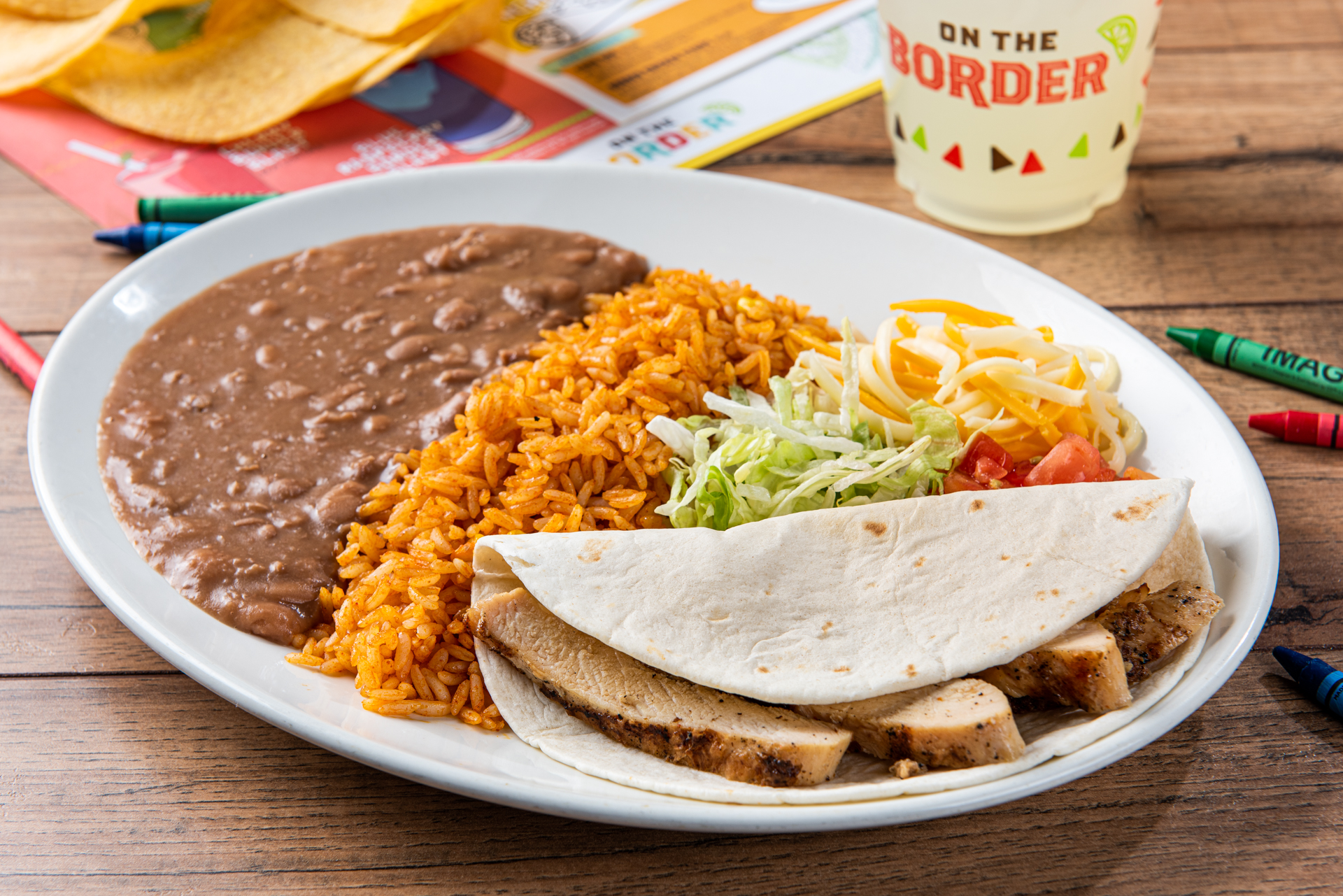 Order Kid's Grilled Chicken Soft Taco food online from On The Border store, Las Vegas on bringmethat.com