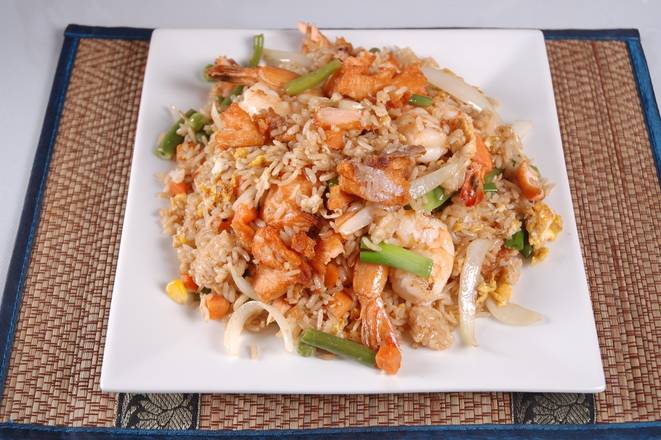 Order Salmon And Shrimp Fried Rice food online from Saap Lao Thai Cuisine store, New Castle on bringmethat.com