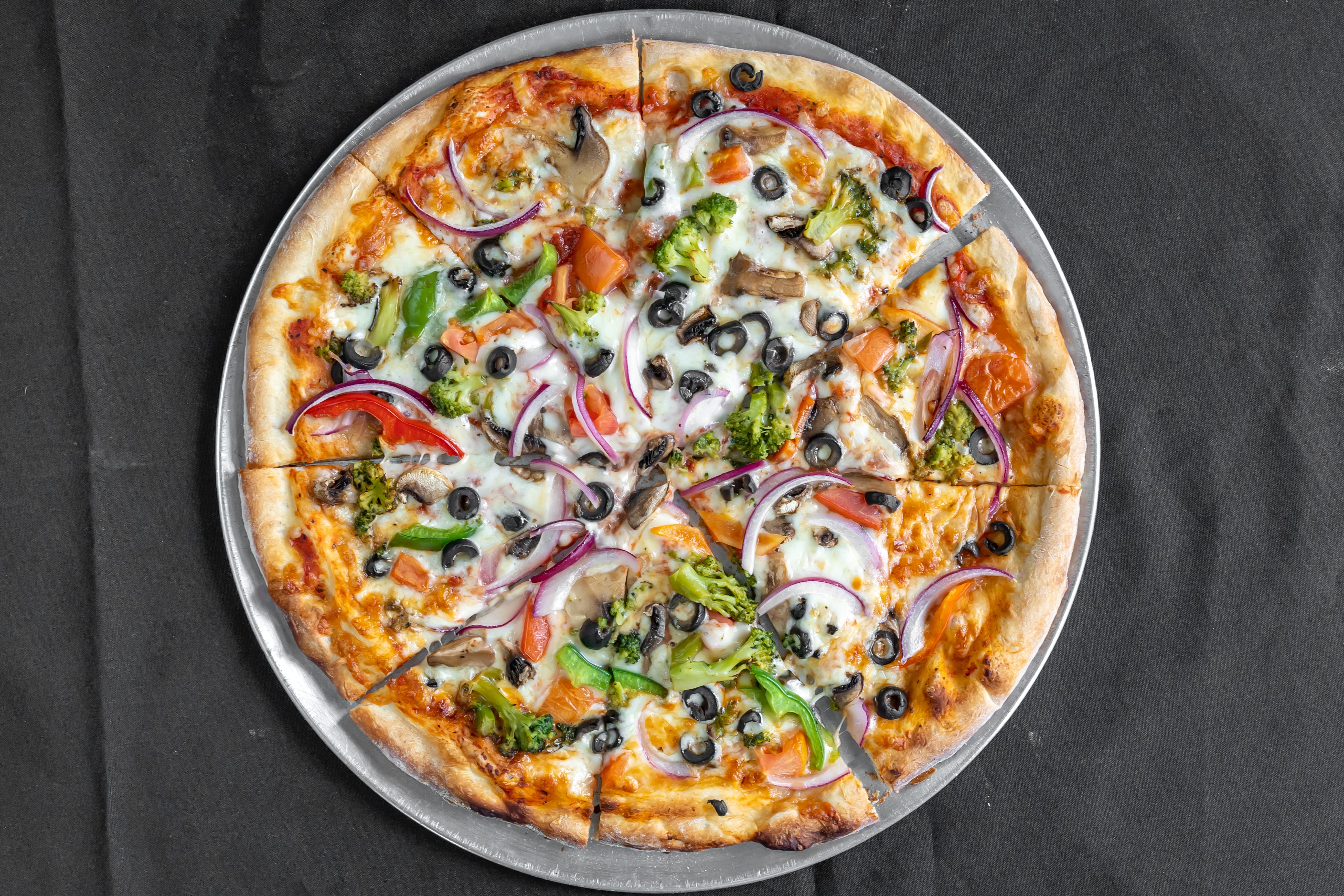 Order Vegetable Lovers Pizza - Medium 14'' food online from Dimitri Pizza store, Royersford on bringmethat.com