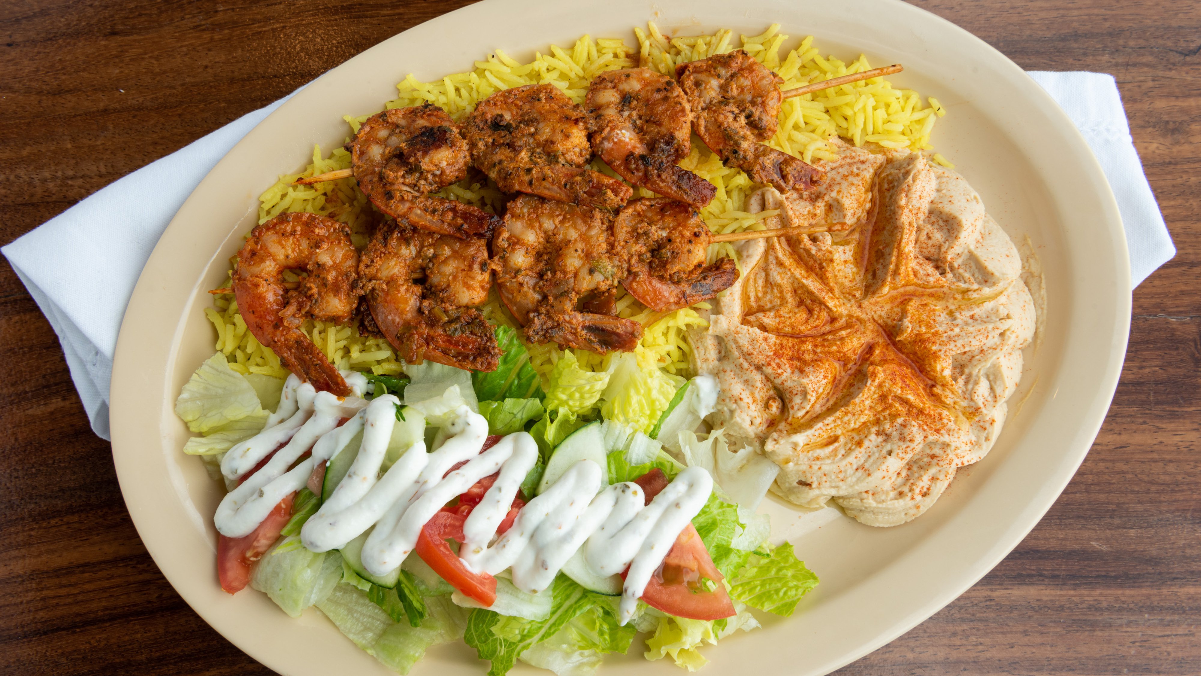 Order 4. Shrimp Kabob food online from The Green Olive store, Long Beach on bringmethat.com