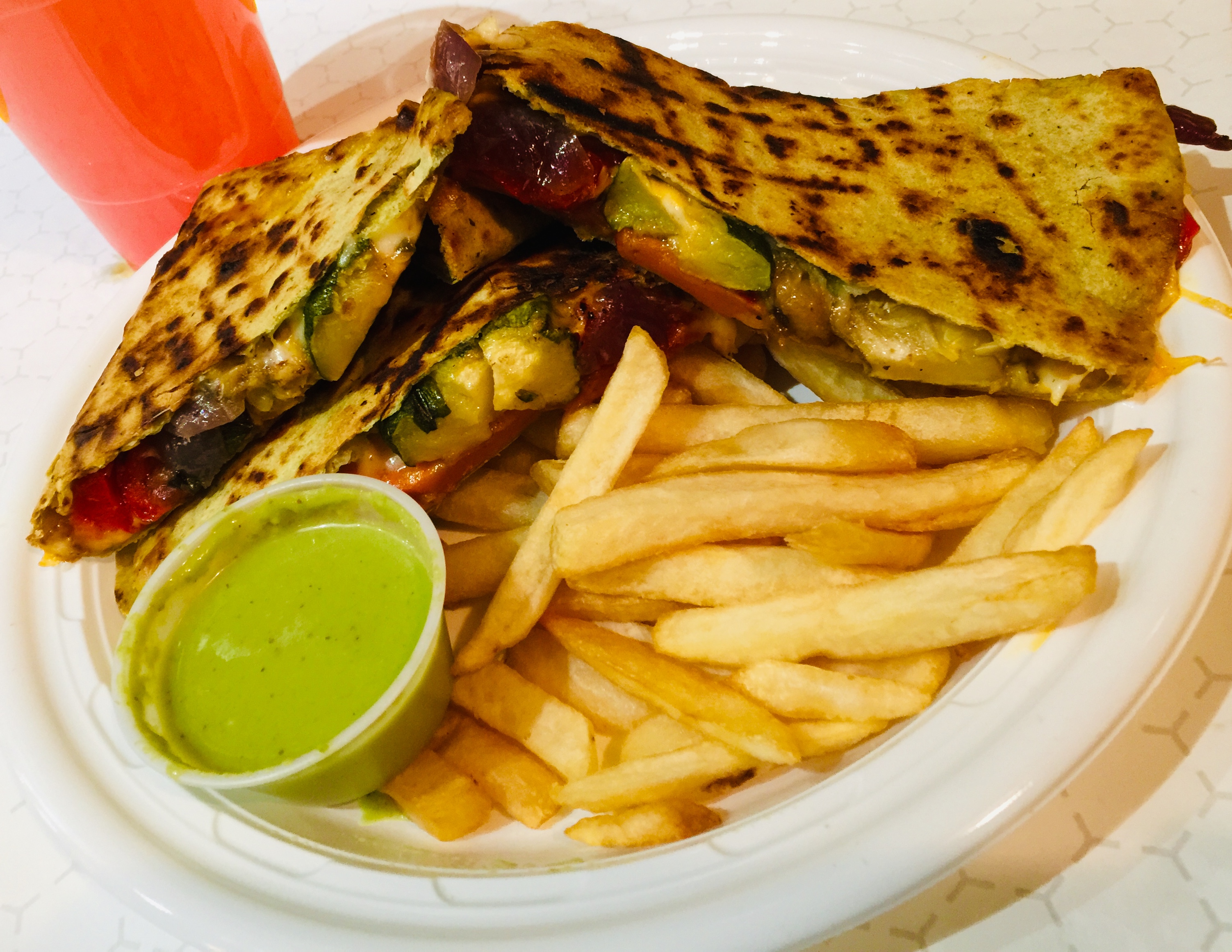 Order Deluxe Vegetable Quesadilla food online from Tio Pio - Willoughby St. store, Brooklyn on bringmethat.com