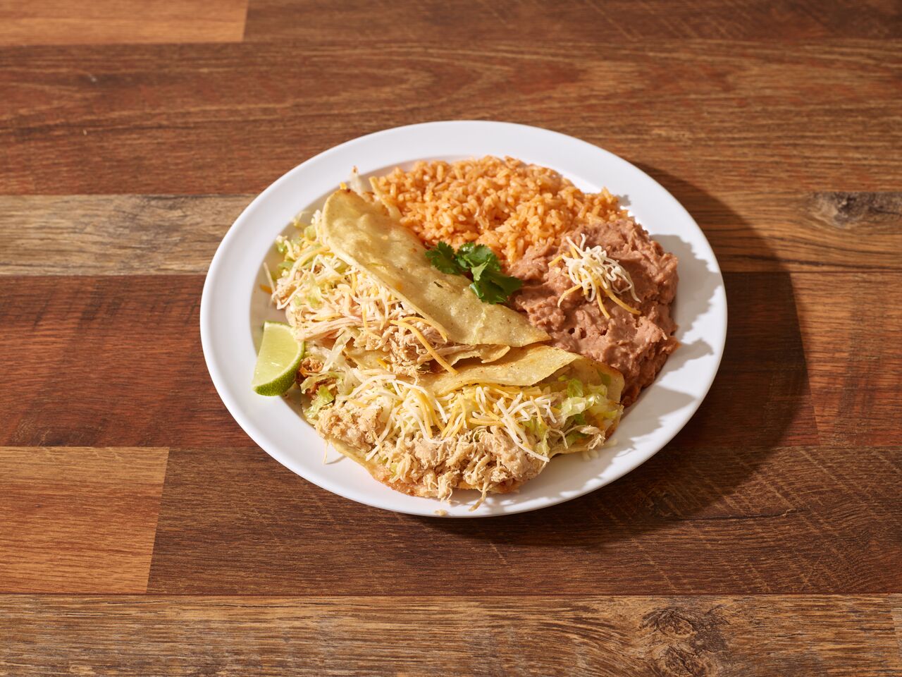 Order 7. Two Crispy Tacos Combo food online from Super Mex Mexican Restaurant store, Cypress on bringmethat.com