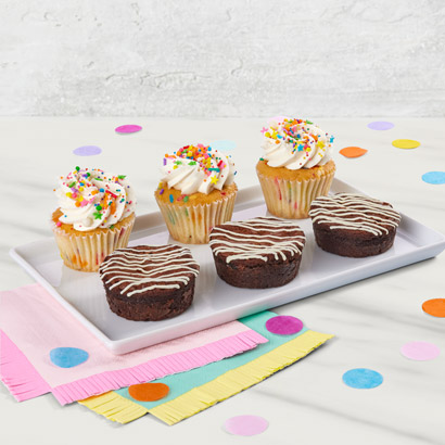 Order 3 Cupcakes & 3 Brownies Celebration Treat Box food online from Edible Arrangements store, Winchester on bringmethat.com