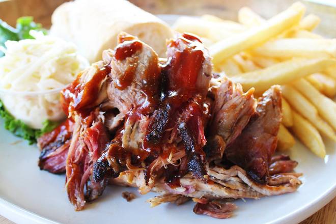 Order BBQ Pulled Pork Plate food online from The Patio store, Orland Park on bringmethat.com