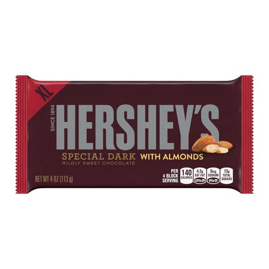 Order Hershey's Extra Large Special Dark Mildly Sweet Chocolate with Almonds Bar, 4 OZ food online from Cvs store, MARTINEZ on bringmethat.com