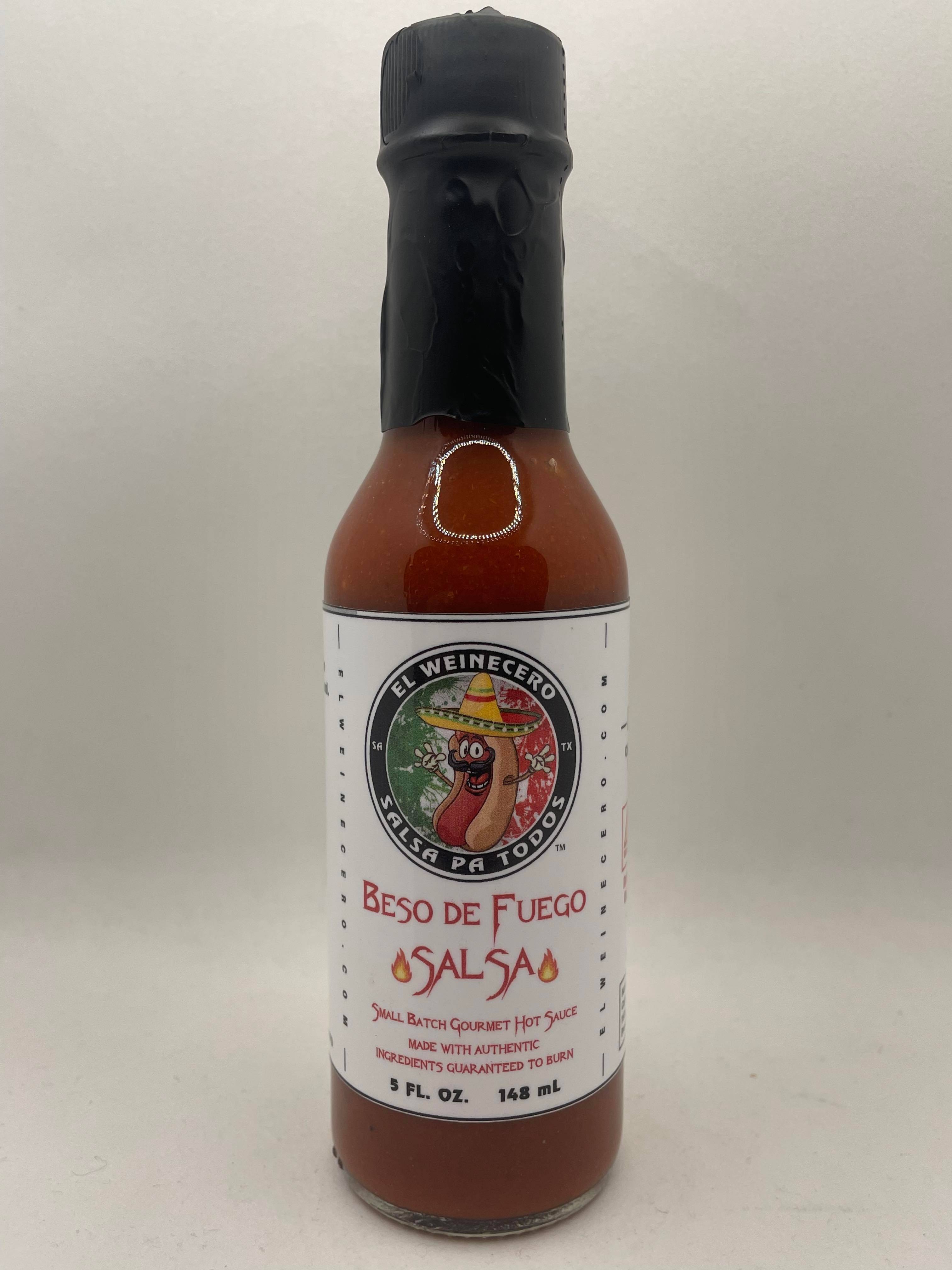 Order Beso de Fuego Hot Sauce Bottle food online from El Weinecero store, San Antonio on bringmethat.com