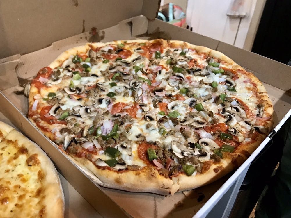 Order The Works Pizza - Small 12'' (6 Slices) food online from Luigi Pizza store, Dover on bringmethat.com