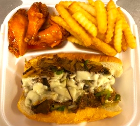 Order Philly with 5 Piece Wing/ff food online from Moons Wings & Seafood store, Macon on bringmethat.com