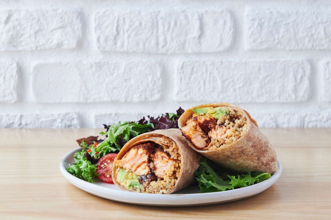 Order Blackened Salmon Wrap food online from The Granola Bar store, Rye on bringmethat.com