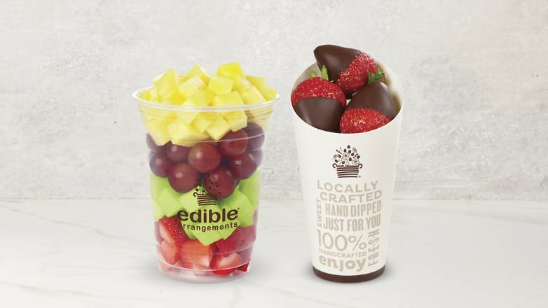 Order Fresh Fruit Salad & Chocolate Dipped Strawberries Cone food online from Edible Arrangements store, Peabody on bringmethat.com