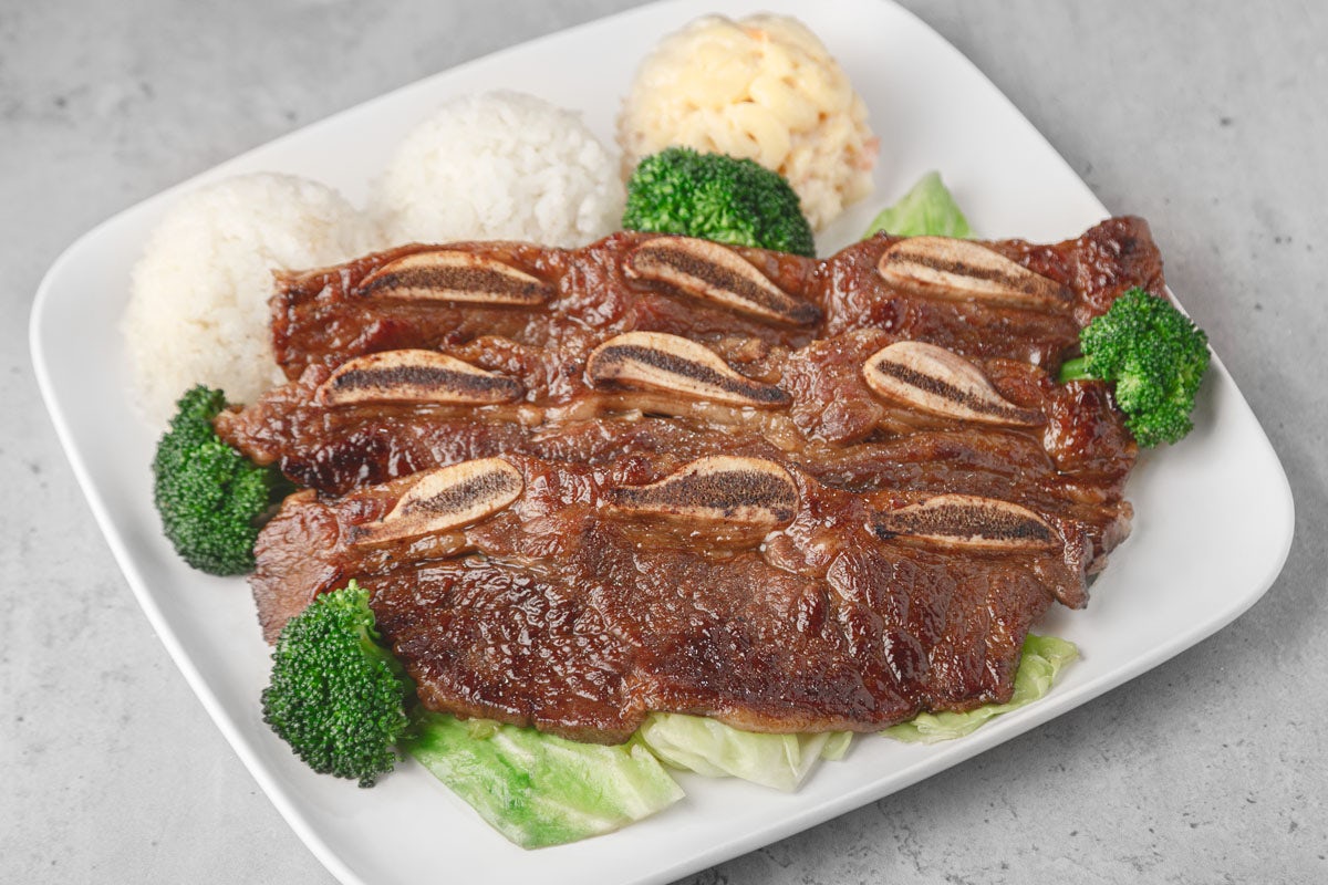 Order Kalbi Short Ribs food online from Ono Hawaiian Bbq store, Sacramento on bringmethat.com