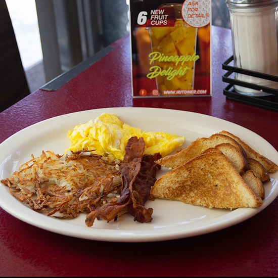 Order Breakfast Plate food online from The Hut Diner store, San Antonio on bringmethat.com