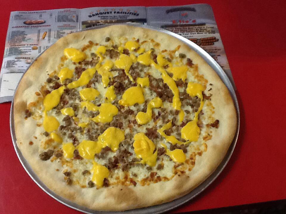 Order Bacon Double Cheeseburger Pizza food online from Elis Pizzeria store, Chesilhurst on bringmethat.com