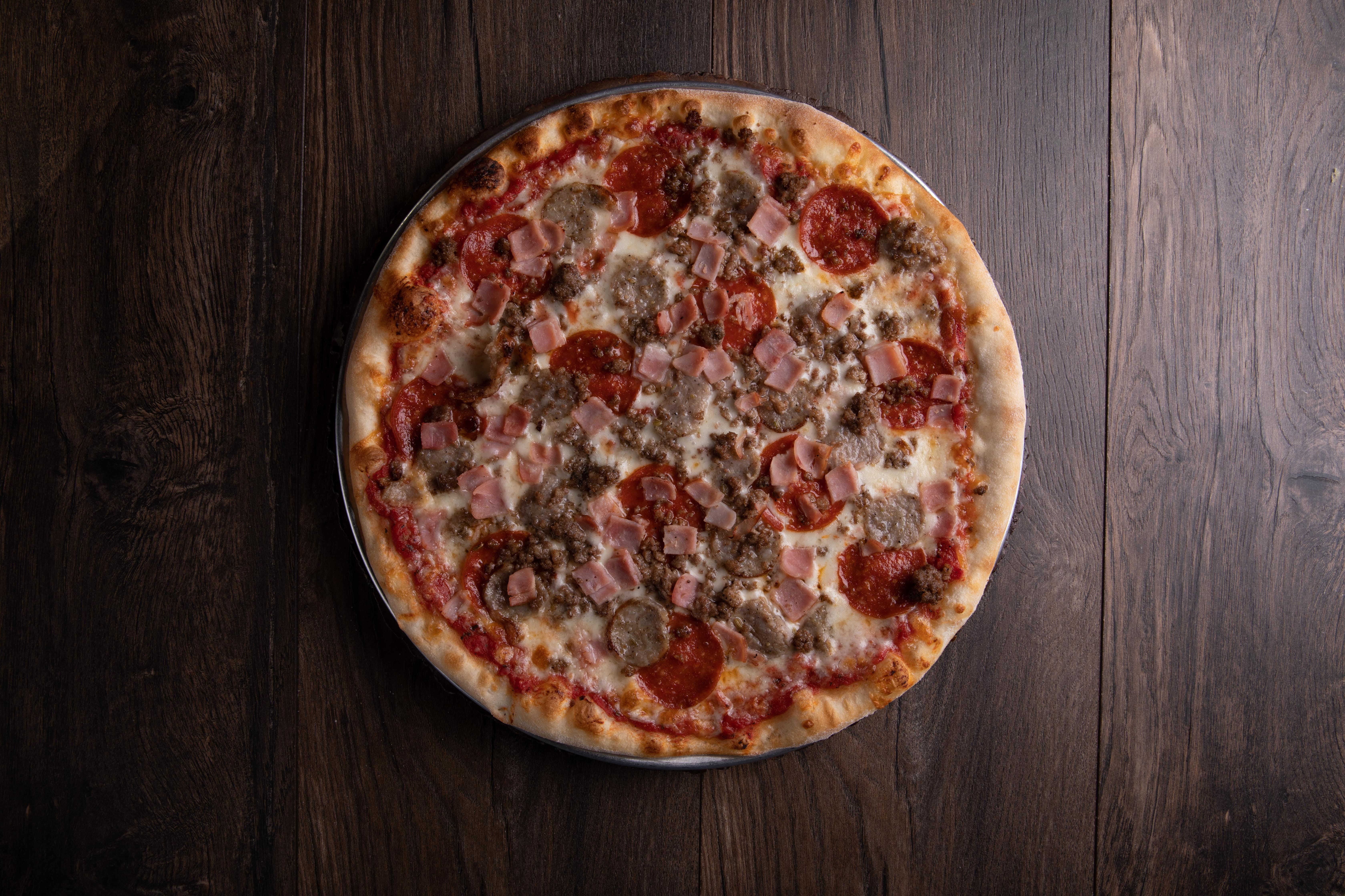 Order Meat Lovers Pizza - Small 12" food online from 500 Degrees Pizzeria store, Charlotte on bringmethat.com