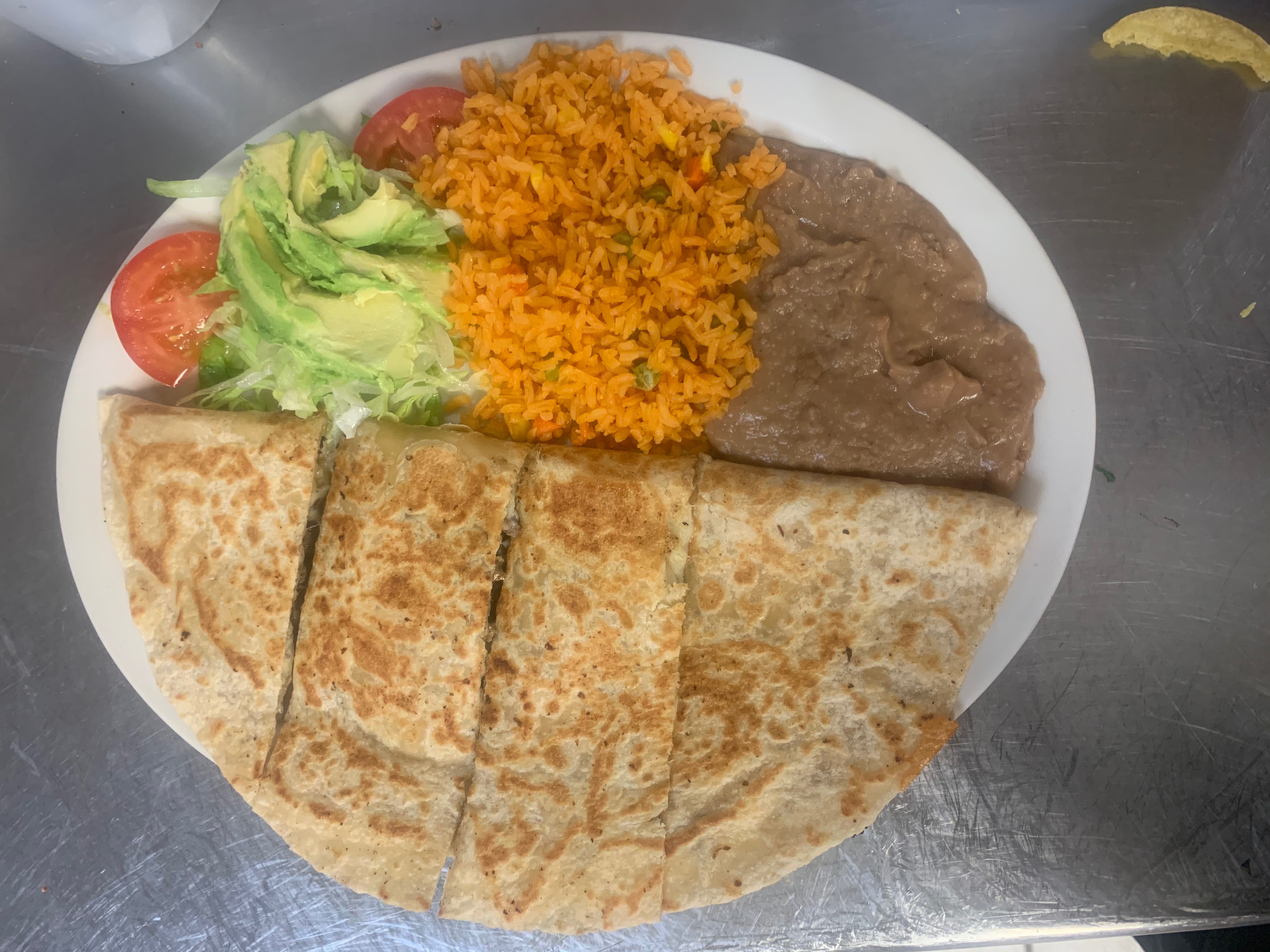 Order 18. Quesadilla Dinner Plate food online from Viva Jalisco store, Houston on bringmethat.com