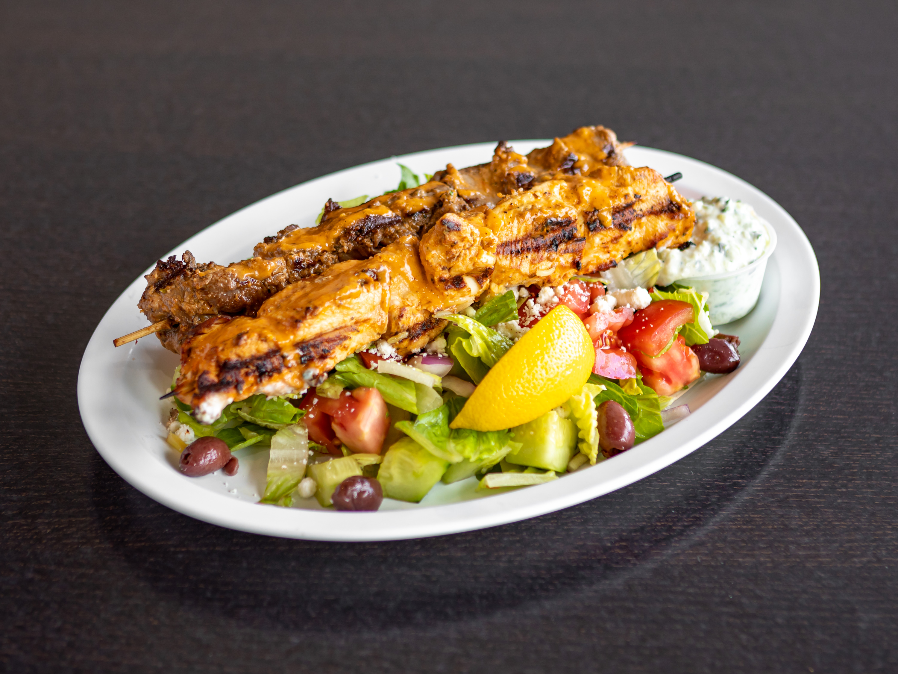 Order Chicken and Gyro Salad food online from Mikonos Grill store, Milpitas on bringmethat.com