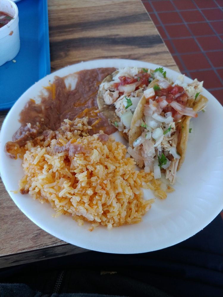 Order 8. Two Taco Plate food online from Carlitos Chicken store, Oceanside on bringmethat.com