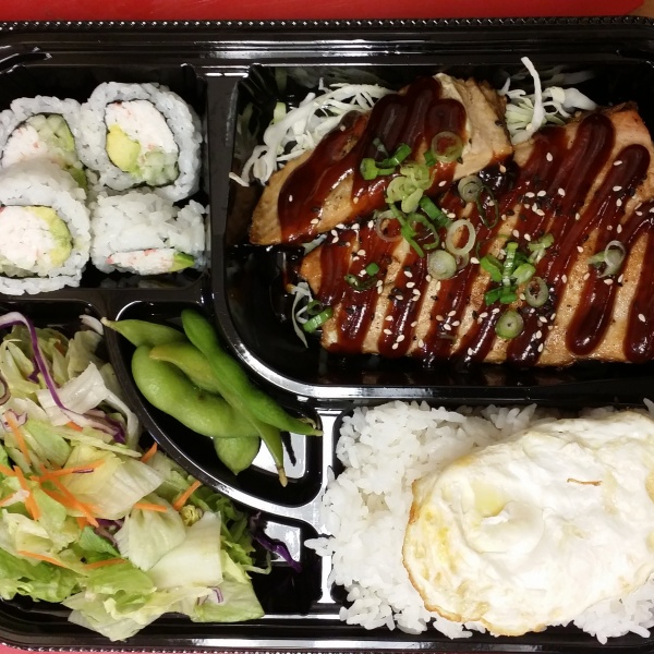 Order Grilled Salmon Bento food online from JS Sushi store, Carrollton on bringmethat.com