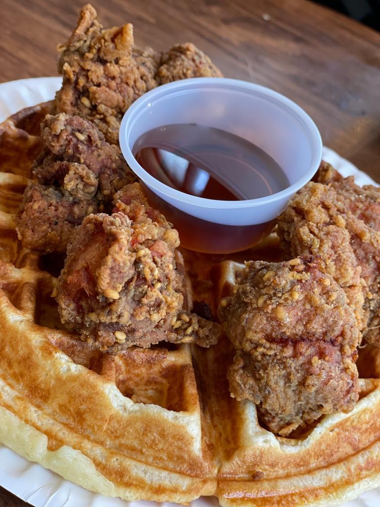 Order Zatar Fried Chicken and Waffles food online from Manakeesh Cafe Bakery store, Philadelphia on bringmethat.com