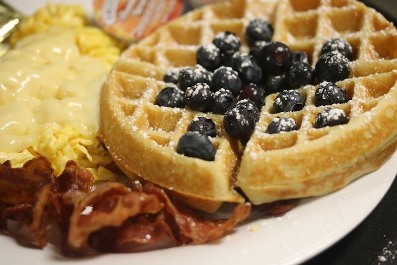 Order Blueberry Waffle Deluxe Breakfast food online from The Mystic Diner & Restaurant store, Stonington on bringmethat.com