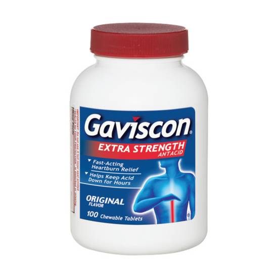 Order Gaviscon Extra Strength Chewable Antacid Tablet Original (100 ct) food online from Rite Aid store, CONCORD on bringmethat.com