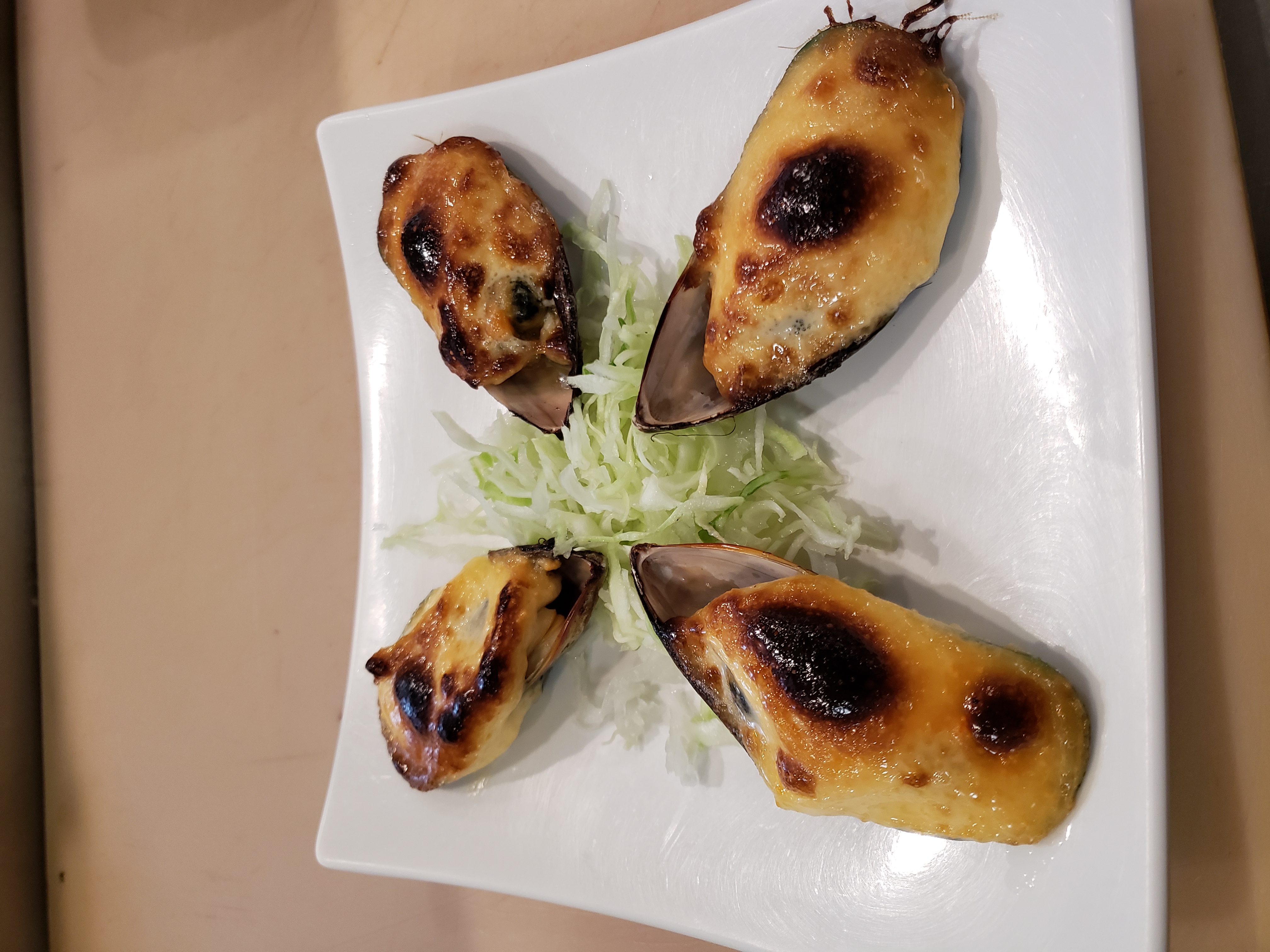 Order Baked Green Mussel food online from Hai Sushi store, Simi Valley on bringmethat.com