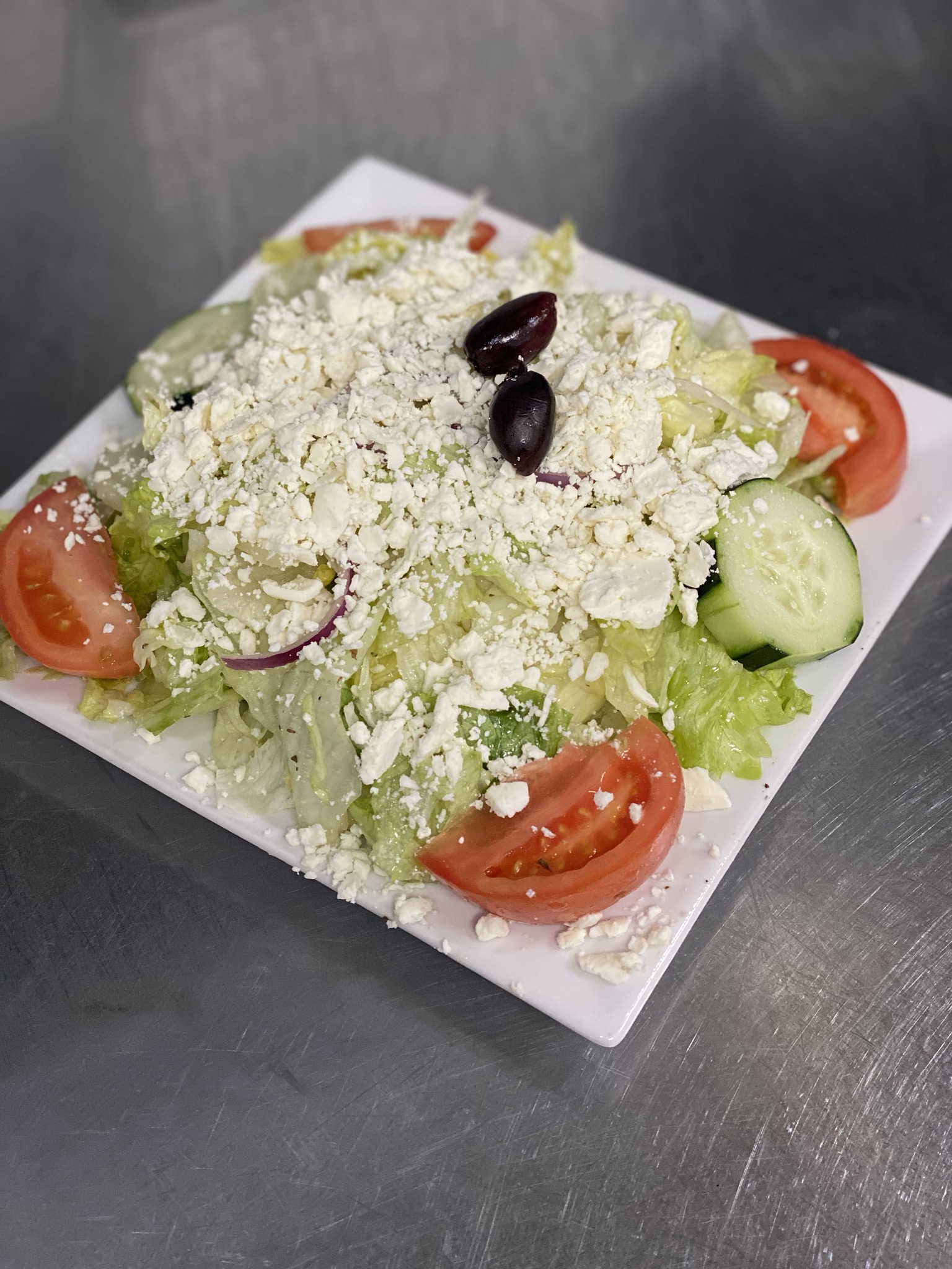 Order Demos Greek Salad food online from Demos store, Watertown on bringmethat.com
