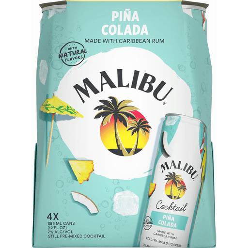 Order Malibu Cocktails Pina Colada (4PK 355 ML) 140369 food online from BevMo! store, Citrus Heights on bringmethat.com