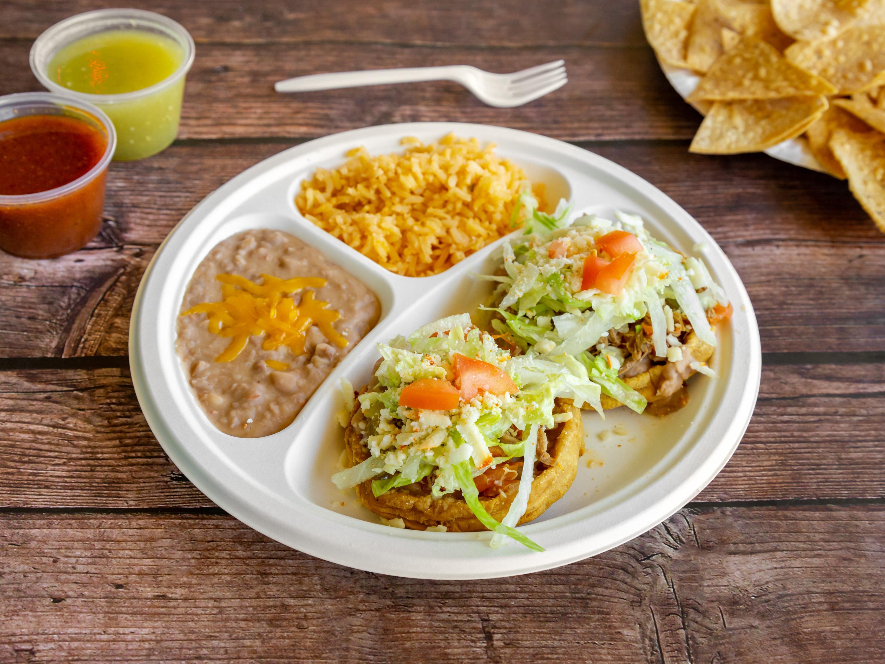 Order 2 Sopes beef or chicken  food online from Colimas Mexican Food store, El Cajon on bringmethat.com