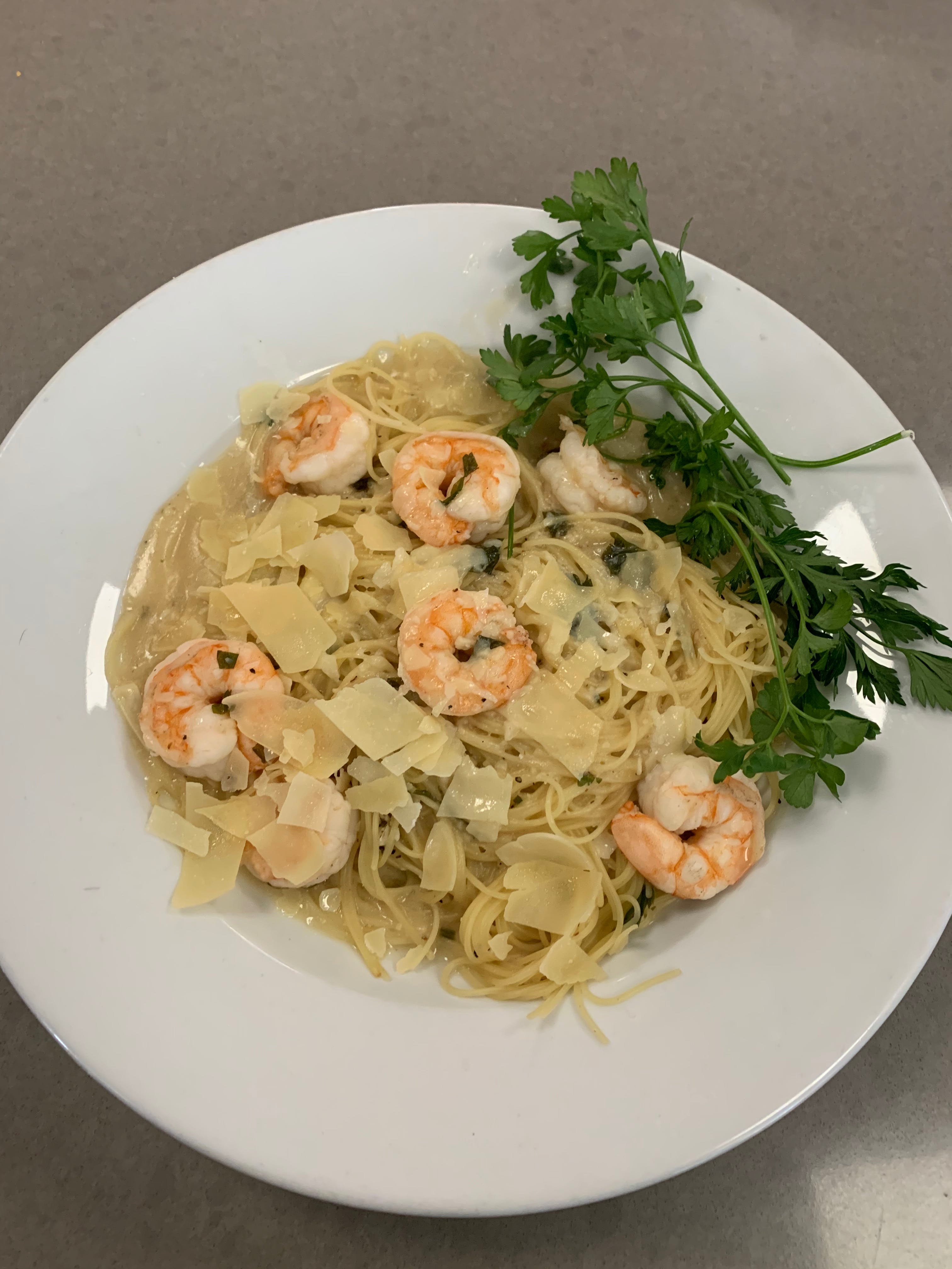Order Shrimp Scampi - Entree food online from Sals Pizza store, Suffolk on bringmethat.com