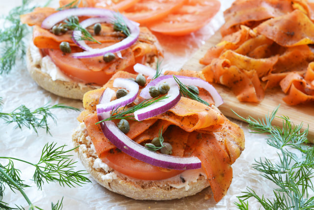 Order Carrot Lox & Cream Cheese Bagel food online from Greenology store, New Canaan on bringmethat.com