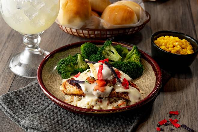 Order Queso Smothered Chicken food online from Logan Roadhouse 383 store, Ontario on bringmethat.com
