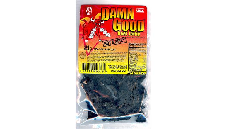 Order Damn Good Beef Jerky Hot & Spicy food online from Trumbull Mobil store, Trumbull on bringmethat.com