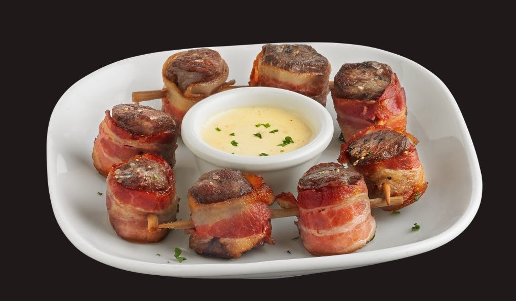 Order Bacon Wrapped Steak Skewers - Appetizer food online from Boston Restaurant store, Tucson on bringmethat.com