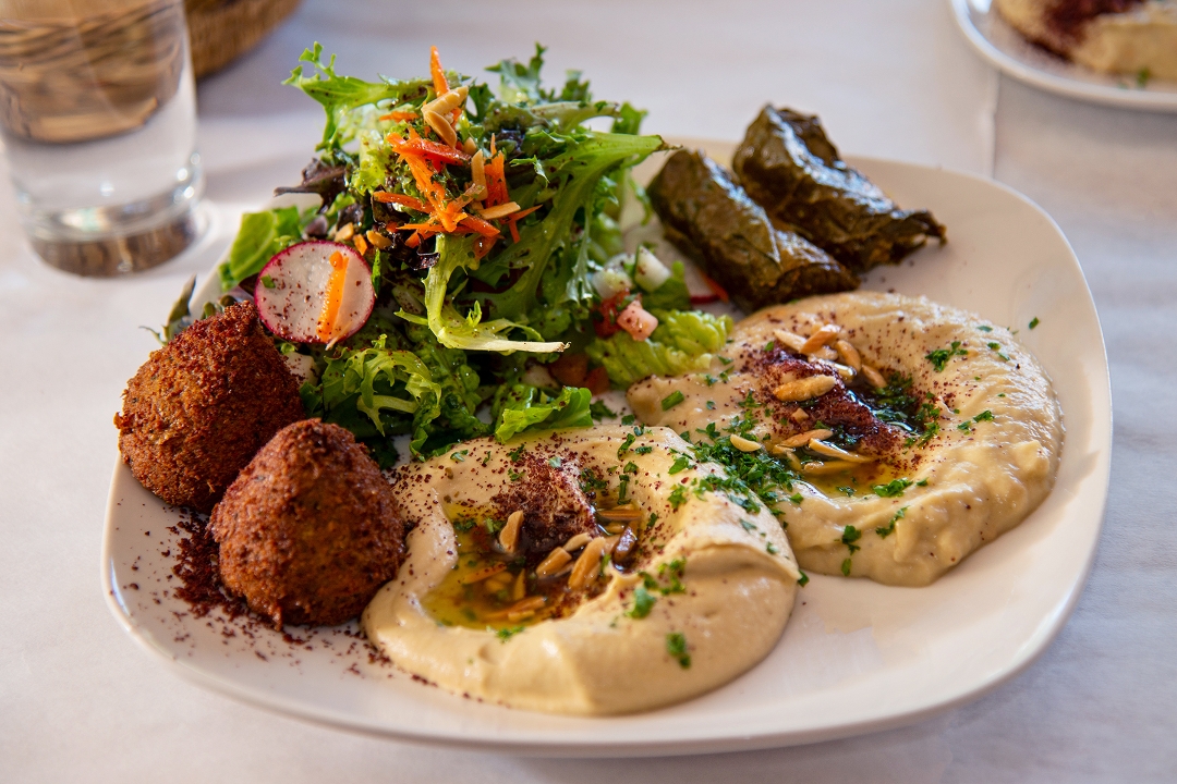 Order Grape leaves and falafel combo food online from Grape Leaves store, Oak Park on bringmethat.com