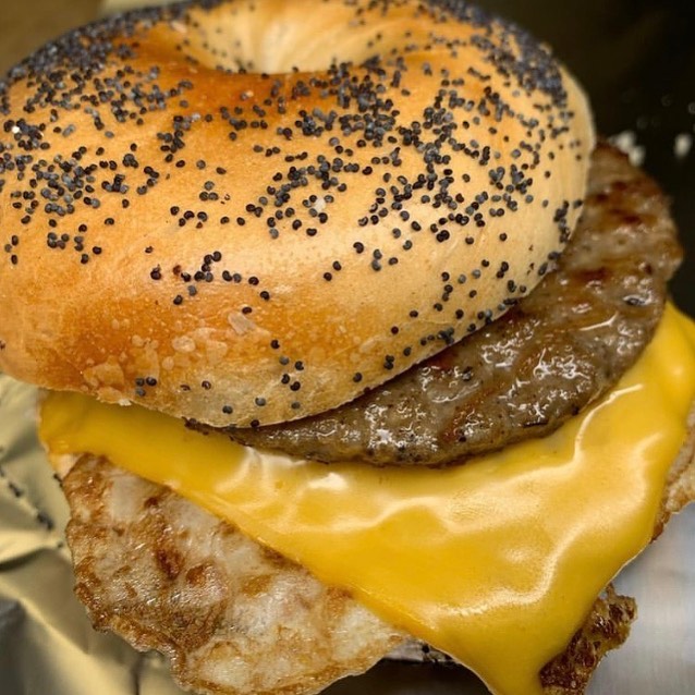 Order Sausage, Egg and Cheese Sandwich food online from TOP BAGELS store, Fair Lawn on bringmethat.com
