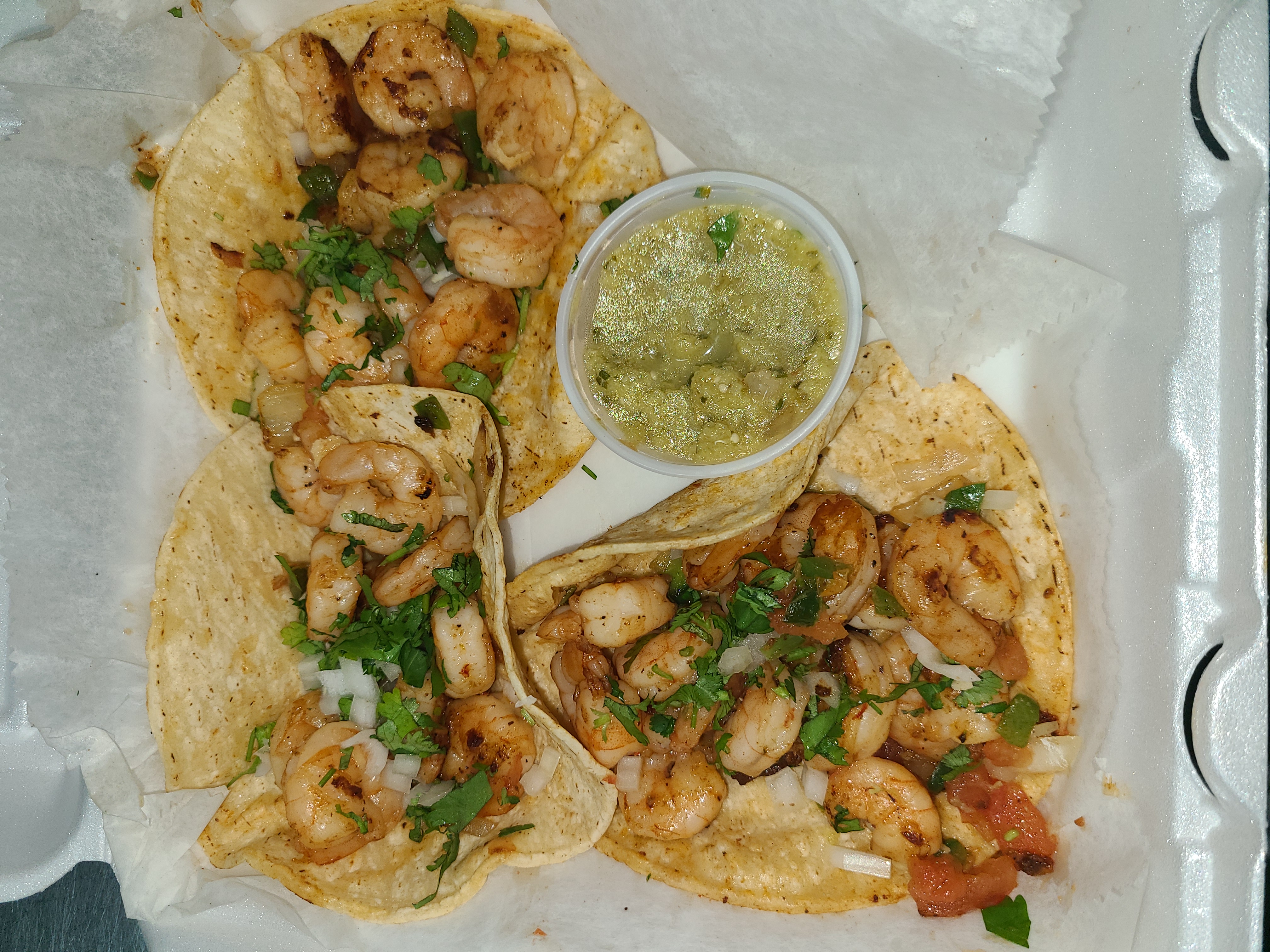 Order 3 shrimp Paisa Tacos food online from La Catrachita Food Truck store, Philadelphia on bringmethat.com