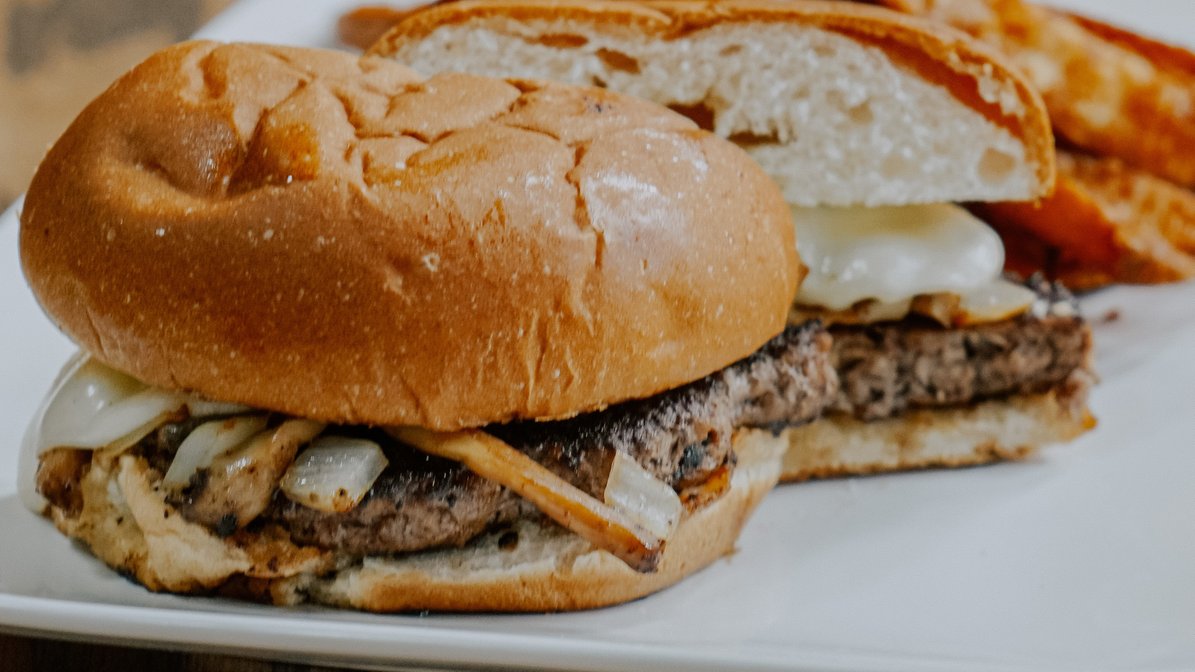 Order Mushroom & Onion Burger food online from Euro Gyro store, Akron on bringmethat.com