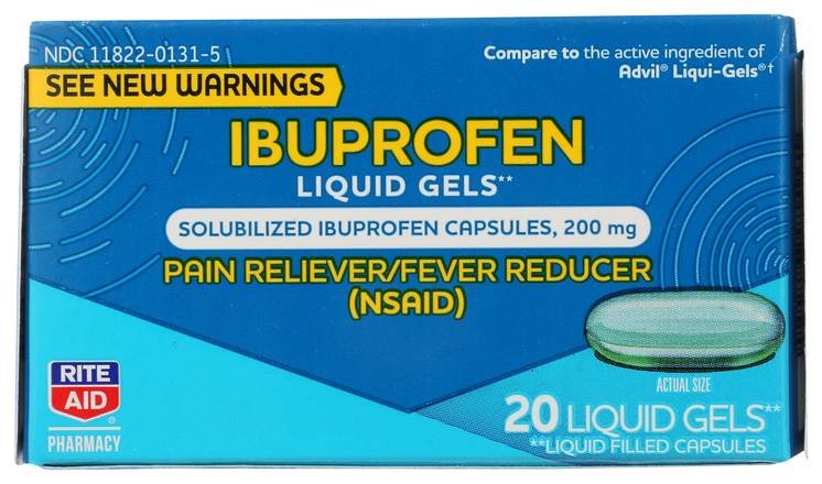 Order Rite Aid Ibuprofen Liquid Gels 200mg (20 ct) food online from Rite Aid store, Concord on bringmethat.com