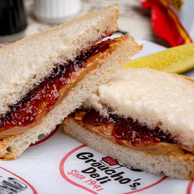 Order *PB&J food online from Groucho's Deli store, Spartanburg on bringmethat.com