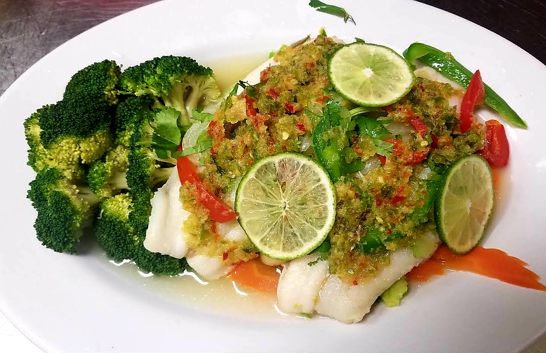 Order Cs7. Pla ma naw (steam fish) food online from Kin Thai store, High Point on bringmethat.com