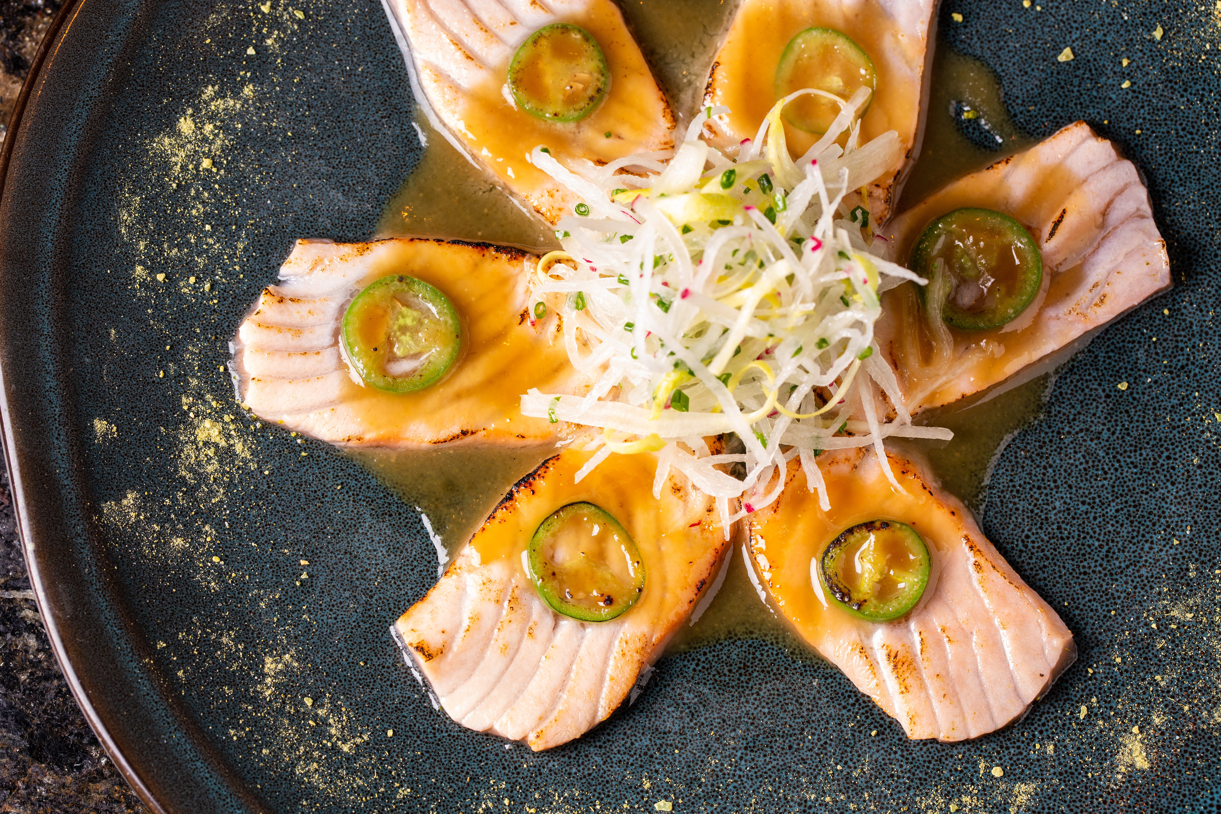 Order Seared Salmon Sashimi food online from TAO store, Los Angeles on bringmethat.com