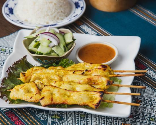 Order Chicken Satay - [5 pcs] food online from Thai Spoons store, Sunnyvale on bringmethat.com