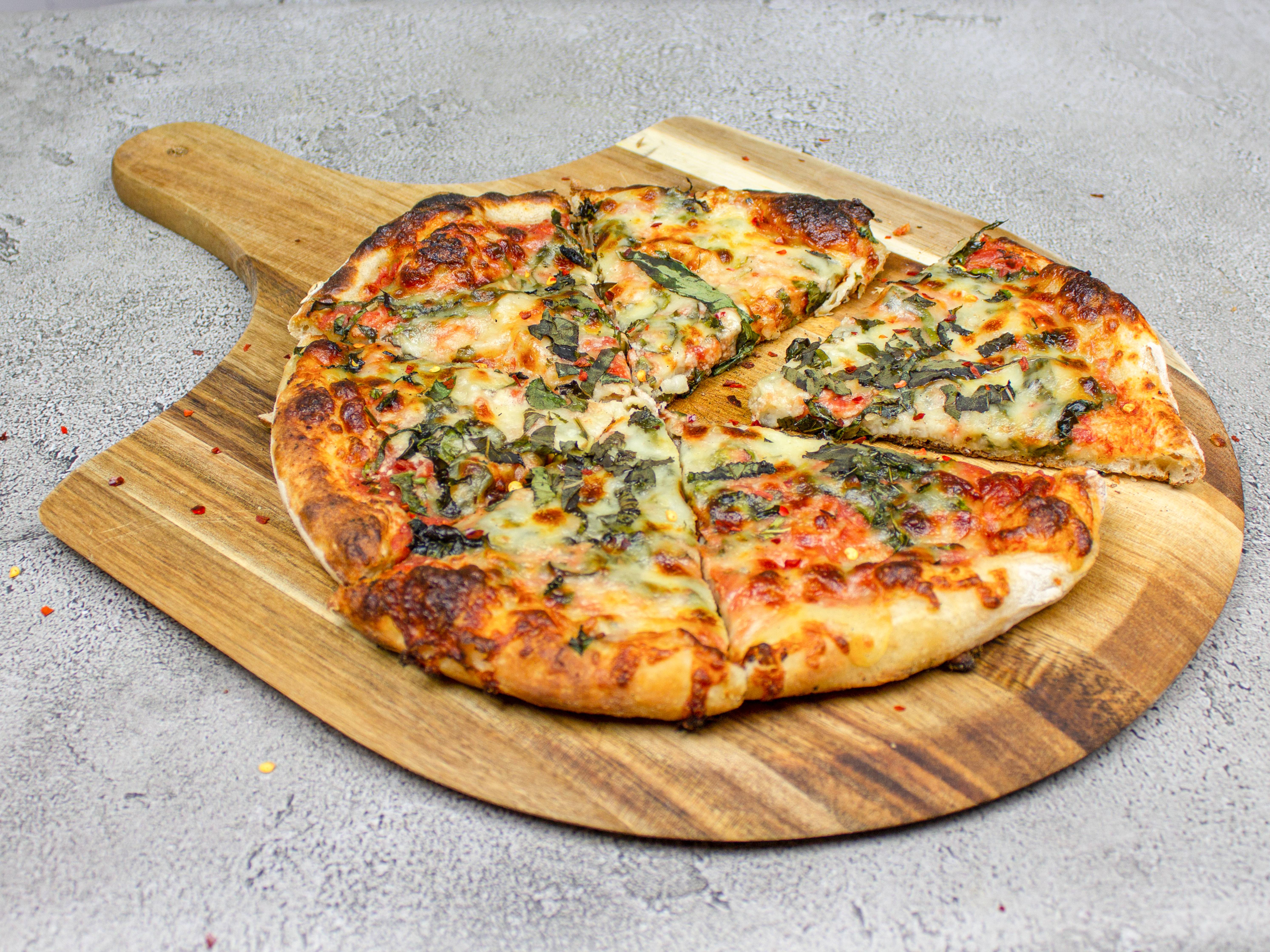 Order Margherita with Fresh Basil Pizza food online from Regina Pizzeria store, Medford on bringmethat.com