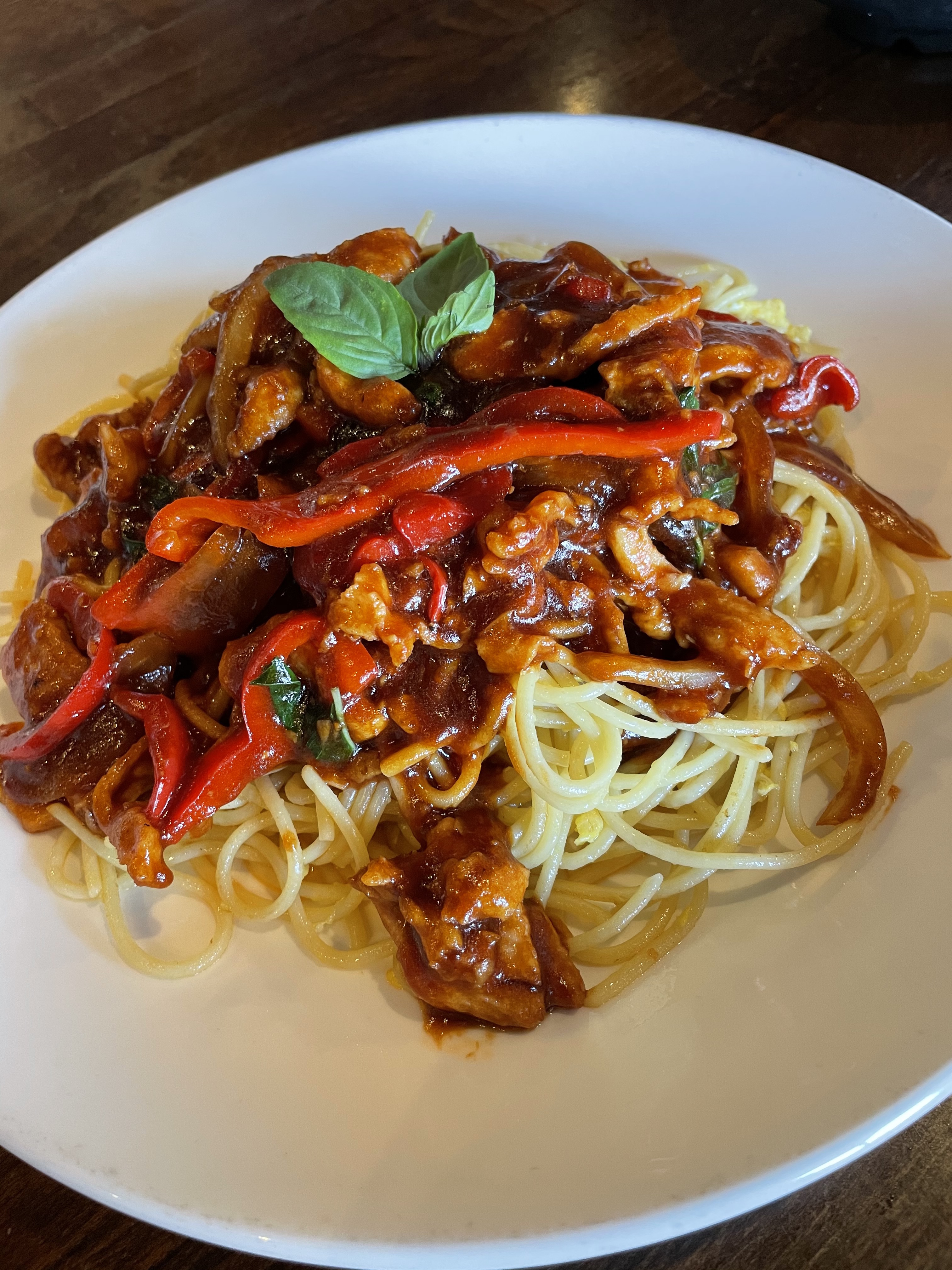 Order Thai Basil Chicken Spaghetti food online from The Side Chick store, Irvine on bringmethat.com