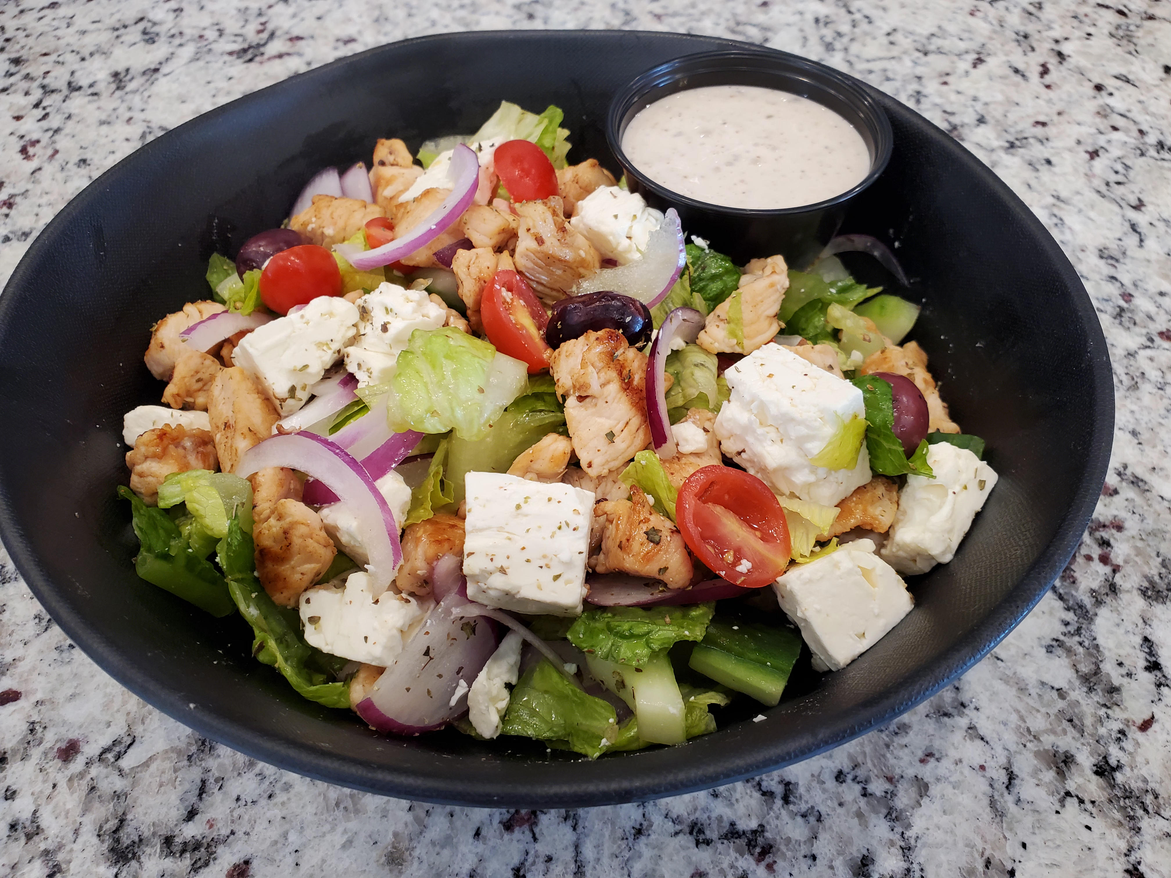 Order Greek Salad food online from Meat & Potato Urban Kitchen store, Wheeling on bringmethat.com