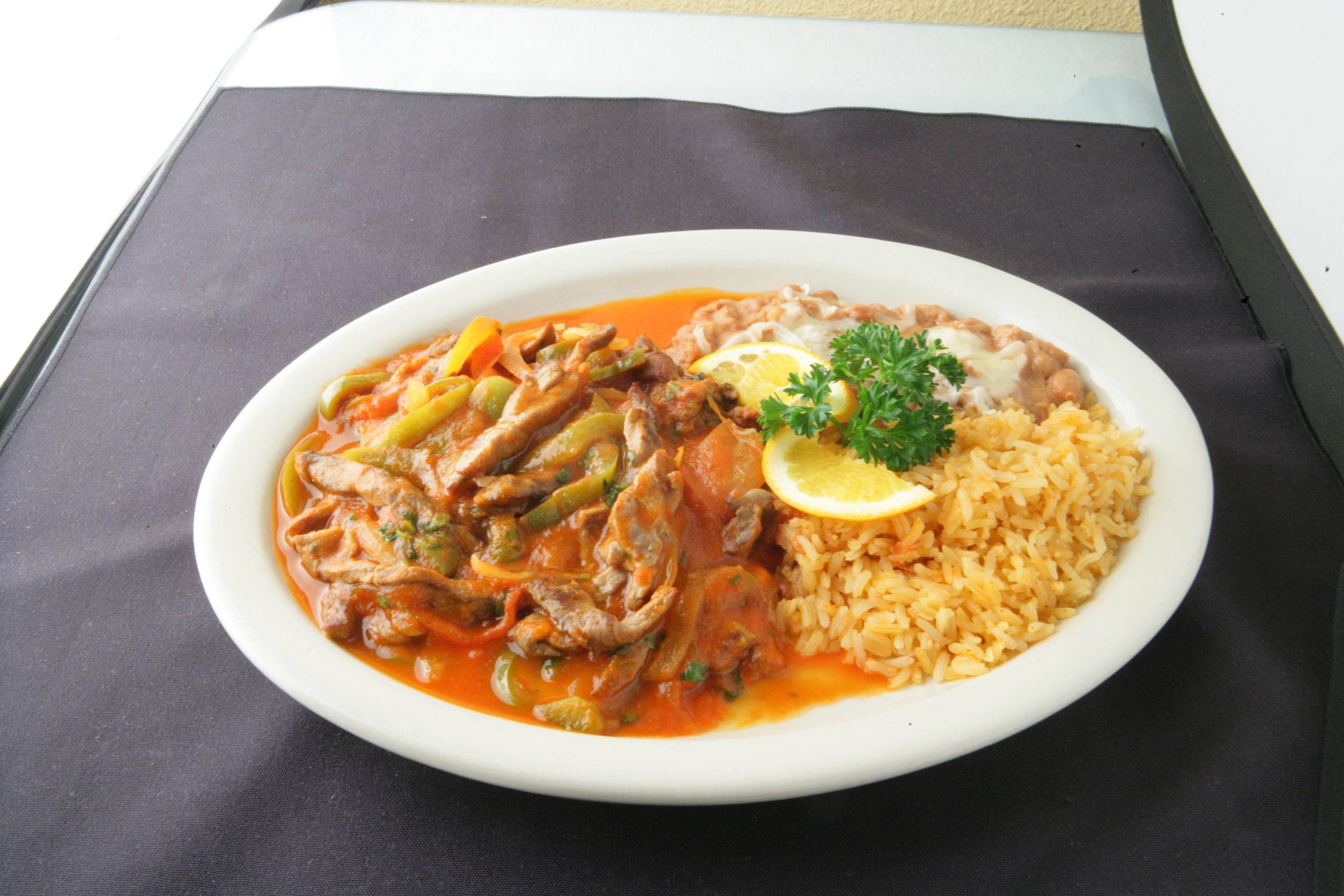 Order #79. Steak Ranchero Plate food online from Chapala Mexican Restaurant store, Brentwood on bringmethat.com
